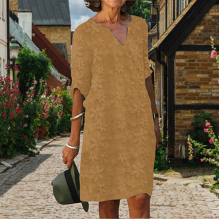Maya | Women's Cotton Linen Embroidered Tunic Dress