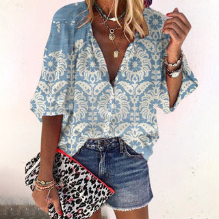 Katriel | Women’s Vintage Bohemian Floral Print Blouse