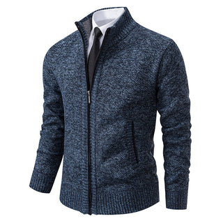 Aaron | Men’s Knitted Sweater Cardigan with Zipper Closure and Stand Collar