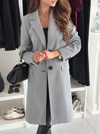 Bella | Women’s Long Fitted Jacket with Single Breasted Design and Classic Collar