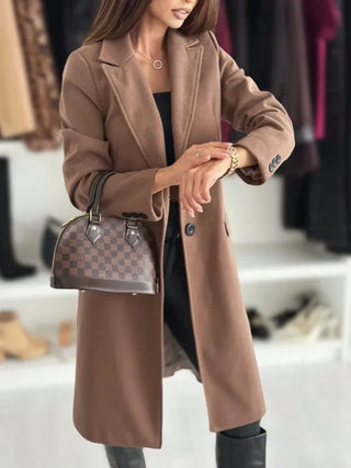 Bella | Women’s Long Fitted Jacket with Single Breasted Design and Classic Collar
