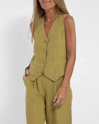 Gemma | Women's Two-Piece V-Neck Sleeveless Waistcoat and Wide-Leg Trousers