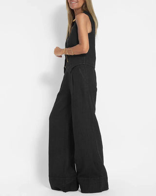 Gemma | Women's Two-Piece V-Neck Sleeveless Waistcoat and Wide-Leg Trousers