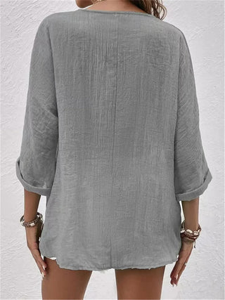 Chana | Women’s Regular Fit V Neck Button Down Shirt with Loose Flattering Cut