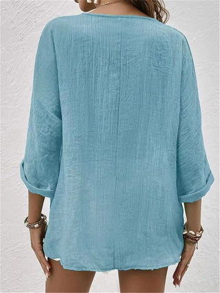 Chana | Women’s Regular Fit V Neck Button Down Shirt with Loose Flattering Cut