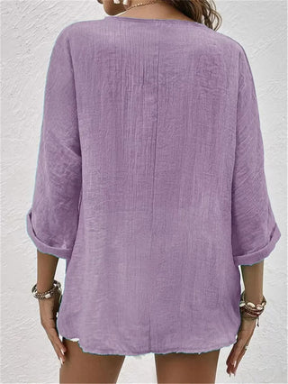 Chana | Women’s Regular Fit V Neck Button Down Shirt with Loose Flattering Cut