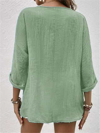 Chana | Women’s Regular Fit V Neck Button Down Shirt with Loose Flattering Cut