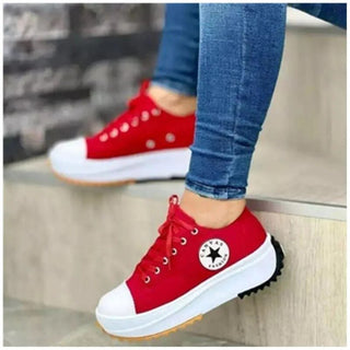 Galatea | Women's Low-Top Canvas Platform Sneakers with Thick Jagged Rubber Sole