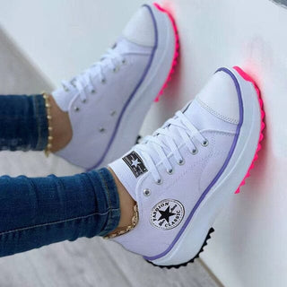 Galatea | Women's Low-Top Canvas Platform Sneakers with Thick Jagged Rubber Sole