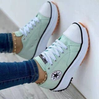 Galatea | Women's Low-Top Canvas Platform Sneakers with Thick Jagged Rubber Sole