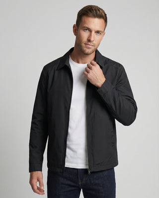 Mario | Men’s Black Collared Lightweight Zip-Through Jacket