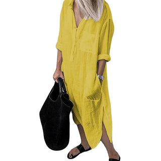 Briony | Long Split Shirt Dress for Women, Elegant Relaxed-Fit Casual Maxi Dress