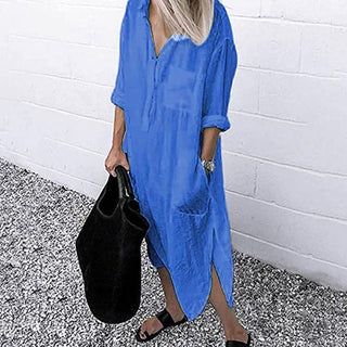 Briony | Long Split Shirt Dress for Women, Elegant Relaxed-Fit Casual Maxi Dress