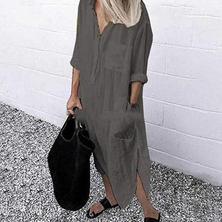 Briony | Long Split Shirt Dress for Women, Elegant Relaxed-Fit Casual Maxi Dress