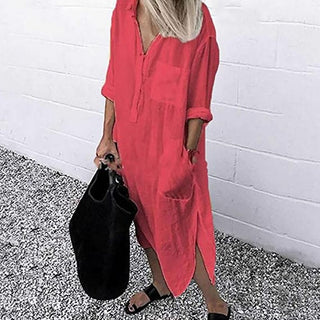 Briony | Long Split Shirt Dress for Women, Elegant Relaxed-Fit Casual Maxi Dress