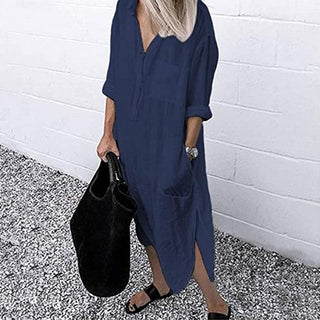 Briony | Long Split Shirt Dress for Women, Elegant Relaxed-Fit Casual Maxi Dress