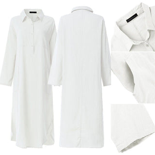 Briony | Long Split Shirt Dress for Women, Elegant Relaxed-Fit Casual Maxi Dress