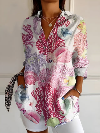 Lena | Women’s Stylish Printed Button-Down Shirt with Long Sleeves