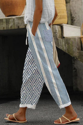 Zared | Women’s Wide Leg Ankle-Length Pants with High Elastic Drawstring Waist