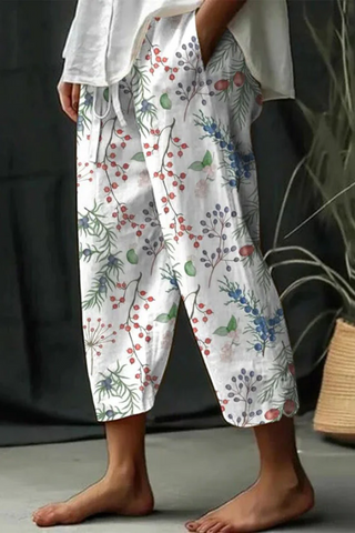 Zared | Women’s Wide Leg Ankle-Length Pants with High Elastic Drawstring Waist