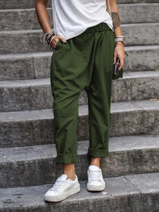 Shelona | Women’s Loose Baggy Pants with Dropped Crotch and Tapered Cuffed Legs