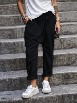 Shelona | Women’s Loose Baggy Pants with Dropped Crotch and Tapered Cuffed Legs