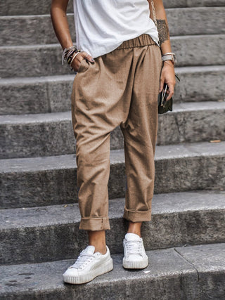 Shelona | Women’s Loose Baggy Pants with Dropped Crotch and Tapered Cuffed Legs