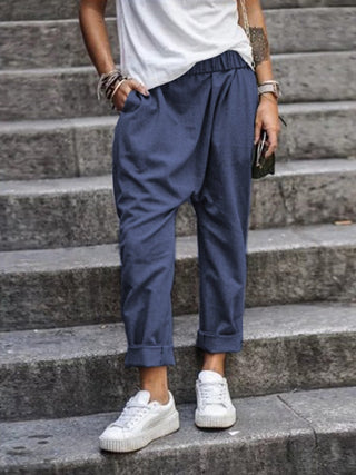Shelona | Women’s Loose Baggy Pants with Dropped Crotch and Tapered Cuffed Legs