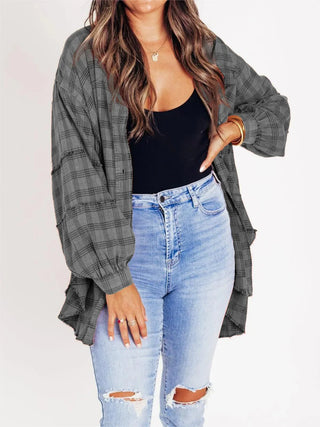 Sheera | Women’s Raw Edge Oversized Shirt Jacket with Button Down Front, Collared Neckline