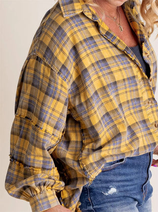 Sheera | Women’s Raw Edge Oversized Shirt Jacket with Button Down Front, Collared Neckline