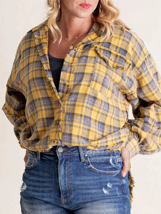 Sheera | Women’s Raw Edge Oversized Shirt Jacket with Button Down Front, Collared Neckline