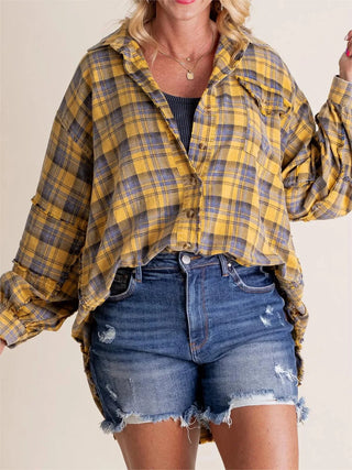 Sheera | Women’s Raw Edge Oversized Shirt Jacket with Button Down Front, Collared Neckline