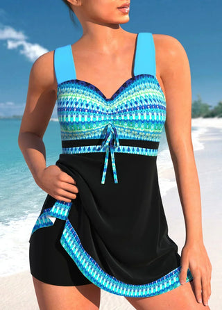 Valeria | Trendy Patterned Tankini with Skirt for Women Two-Piece Swim Set
