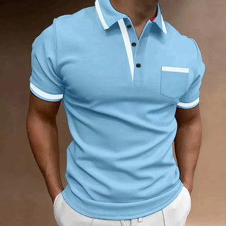 Magnus | Short Sleeve Slim Fit Polo Shirt for Men with Button Placket and Ribbed Cuffs